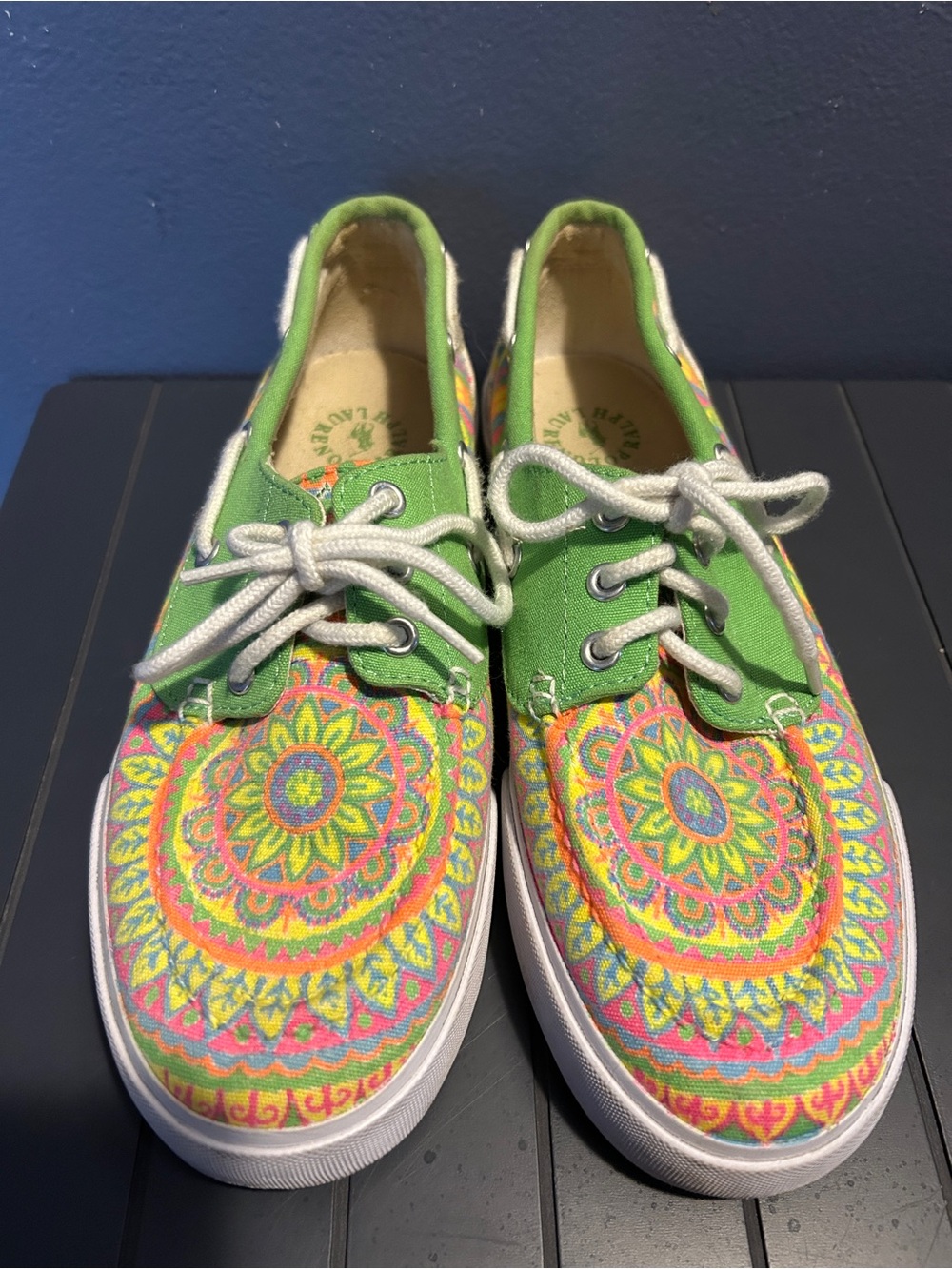 Polo by Ralph Lauren Green Canvas Mandala Lace-Up Sneakers